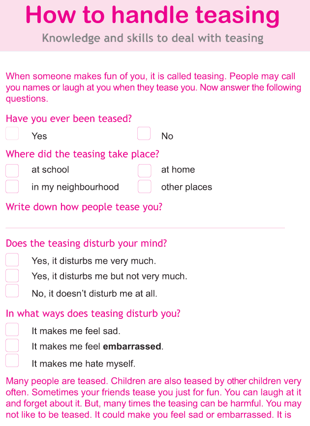 Personality development course grade 4 lesson 8 How to handle teasing (1)