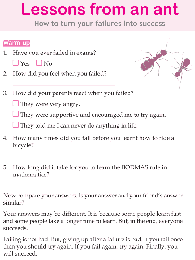 Personality development course grade 5 lesson 9 Lessons learnt from an ant (1)